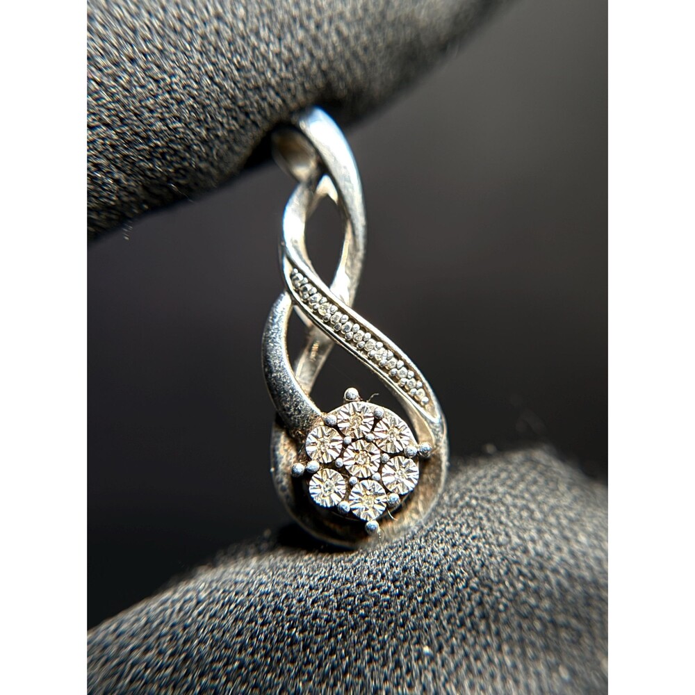 Sterling Silver CZ Infinity Twisted Ribbon Pendant